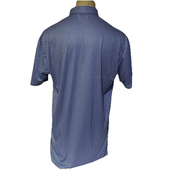 Collars and Co Shirt XLT Extra Large Tall Blue Navy Gingham Dress Collar Polo - Picture 7 of 11